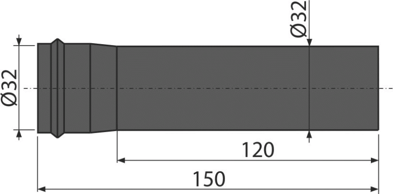 A4000BLACK - Удължителна тръба DN32, черен-мат